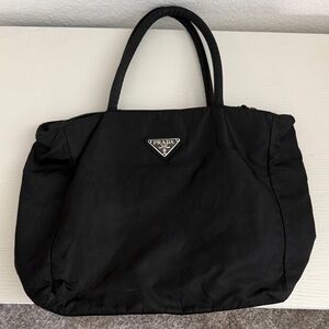 Prada Black Nylon Tote with Triangle Logo